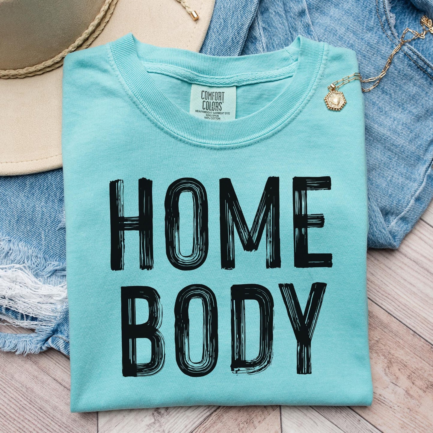 Homebody T-shirt on Comfort Colors Chalky Mint, women's, introvert, homebody