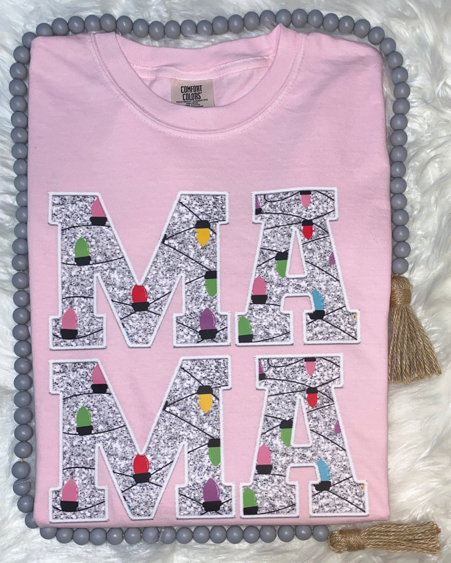 Glitter MAMA Shirt, Christmas MAMA, Christmas Lights Shirt