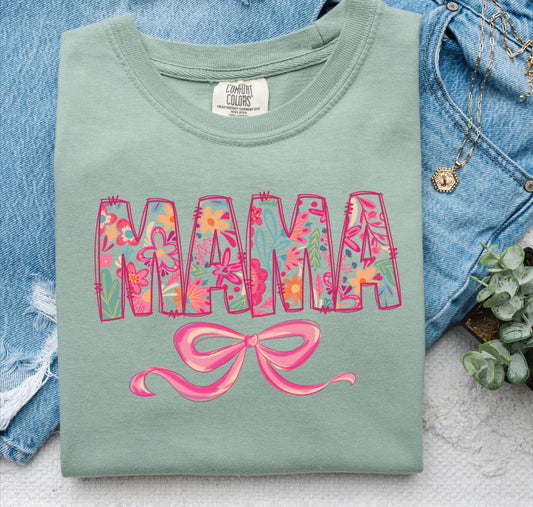 Floral MAMA T-shirt on Comfort Colors Bay