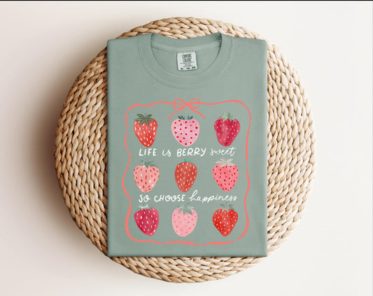 Life is Berry Sweet T-shirt on Comfort Colors Bay, women's, summer, berries, fun