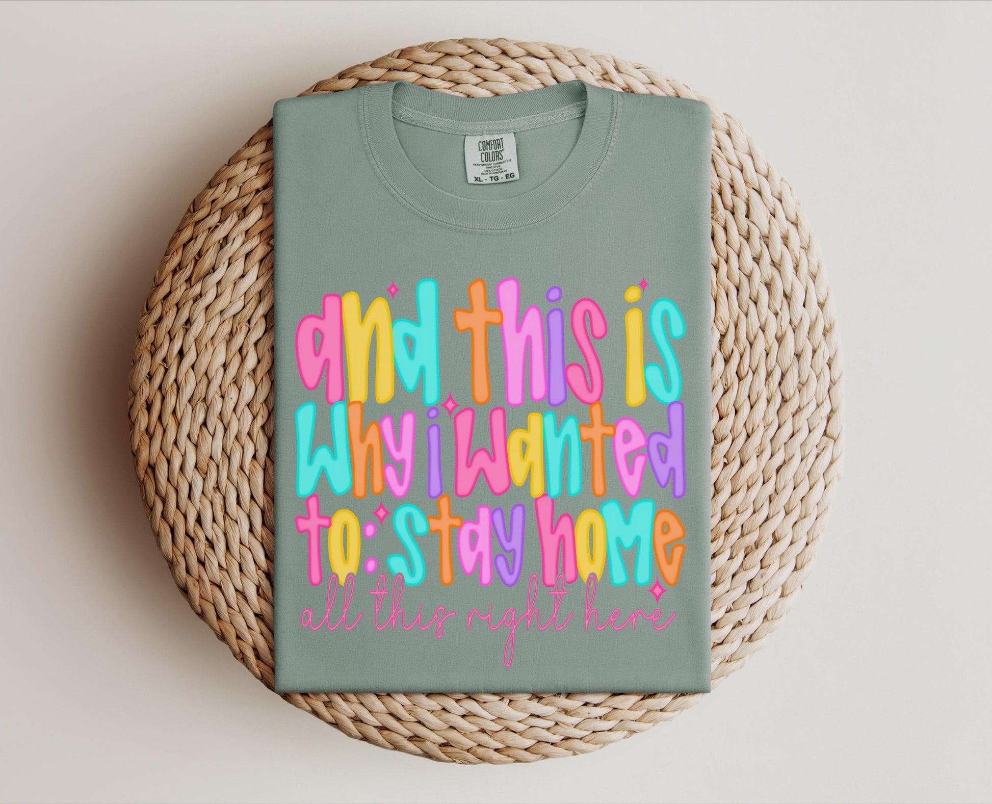 Wanted to Stay Home T-shirt on Comfort Colors Bay, women's, neon, introvert, homebody