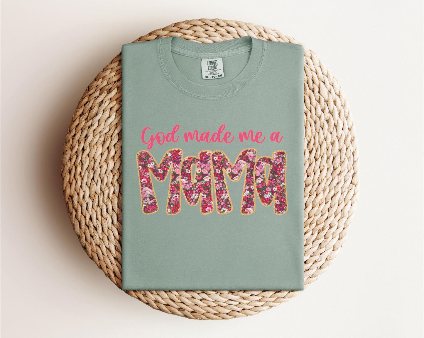 God Made me a MAMA T-shirt on Comfort Colors Bay, women's, christian, faith