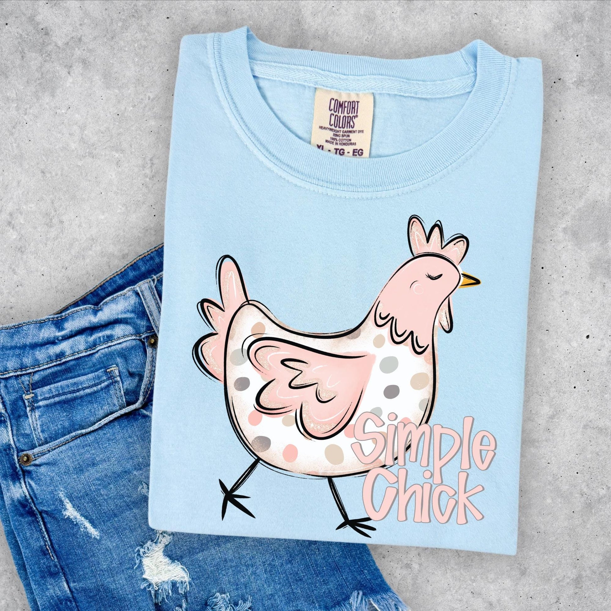 Simple Chick T-shirt, Comfort Colors Chambray, Homestead