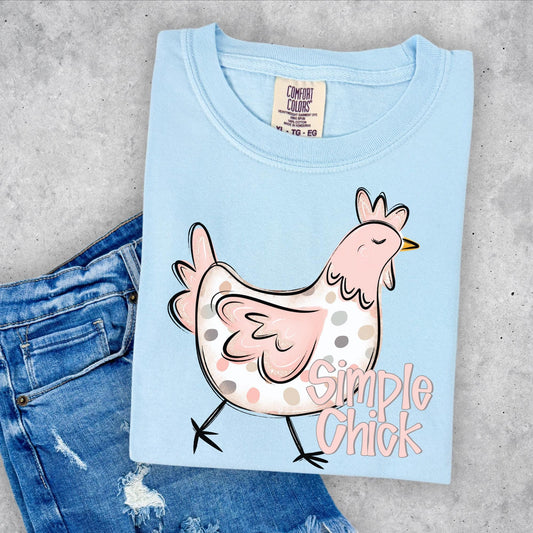 Simple Chick T-shirt, Comfort Colors Chambray, Homestead