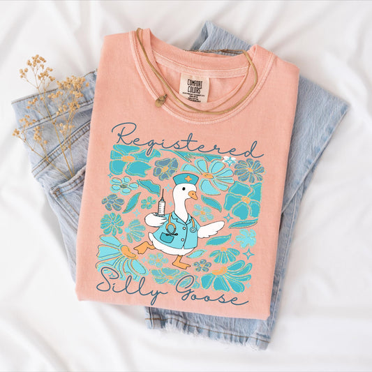 Registered Goose T-shirt, Comfort Colors Peachy, preppy