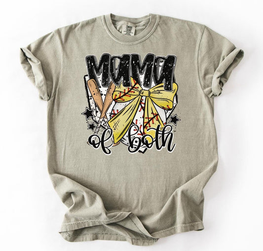 Mama of Both baseball/softball T-shirt on Comfort Colors sandstone women's, sports