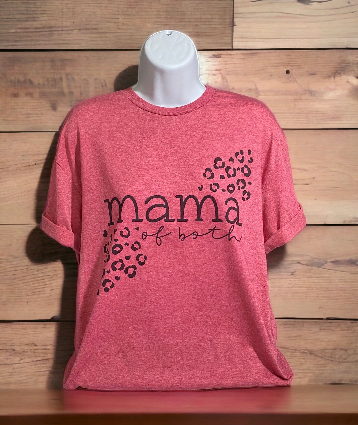 Mama Of Both***Leopard Print T-shirt