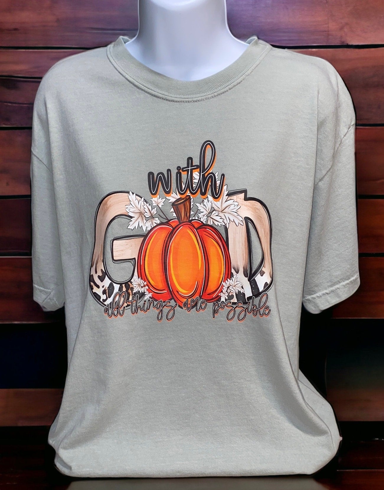 With GOD all things are possible, pumpkin fall shirt, religious fall shirt, cute women's shirt