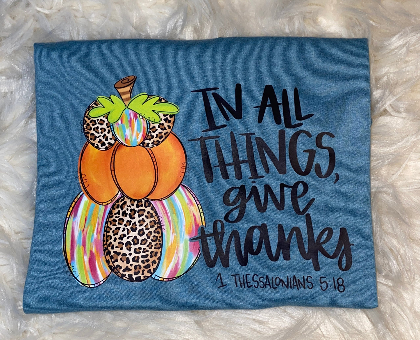 Kid's Fall Shirt, Thanksgiving, Give Thanks, Christian, Pumpkins, Bella Canvas