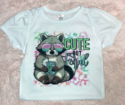 Cute..but FERAL T-shirt, Toddler T-shirt, Cute toddler, Puff sleeve, Girl