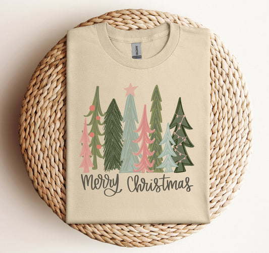 Merry Christmas Shirt, Watercolor Design, Christmas T-Shirt, Long/Short Sleeve