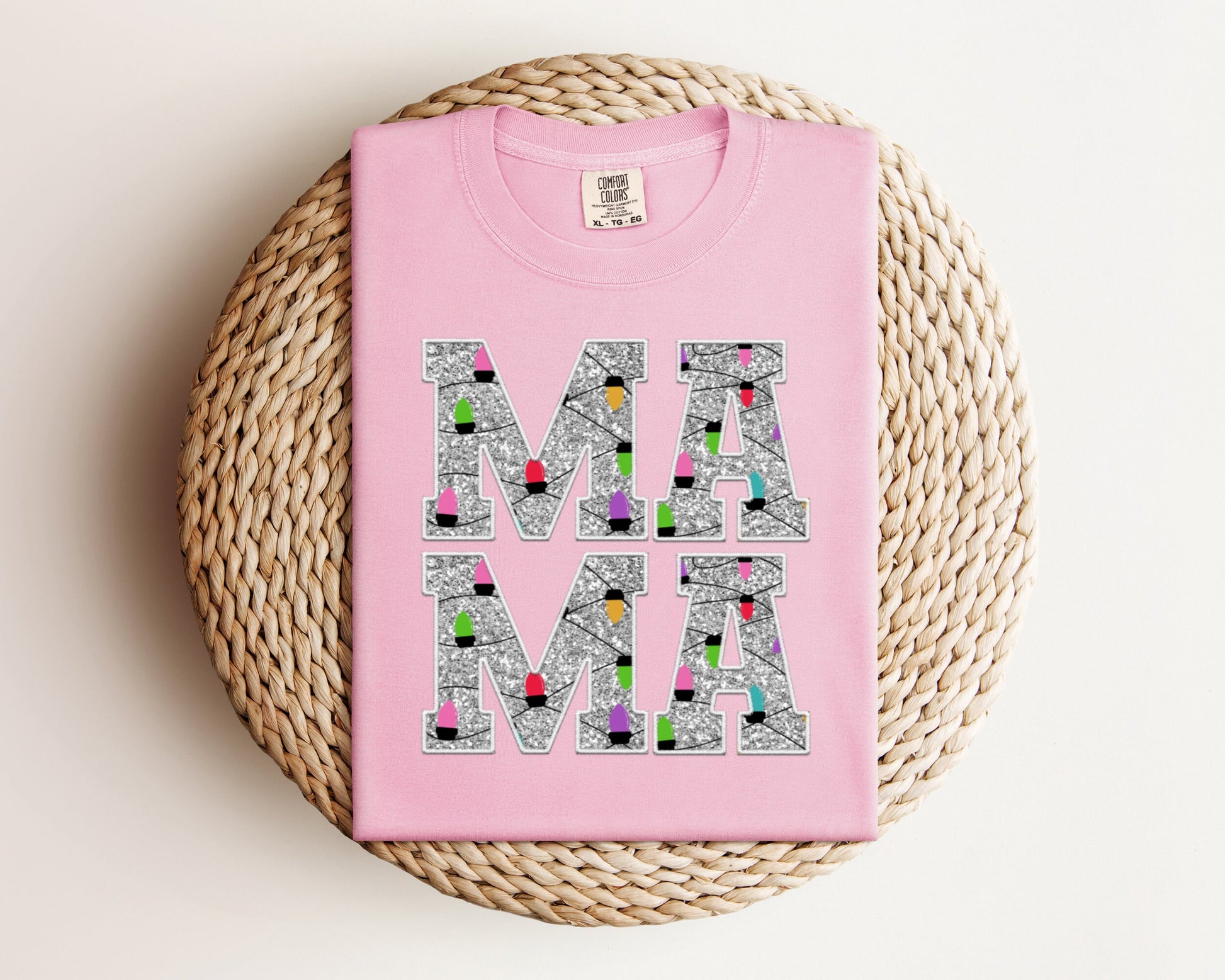 Glitter MAMA Shirt, Christmas MAMA, Christmas Lights Shirt